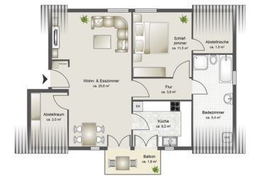Charmante Dachgeschosswohnung für das junge Paar in Roßdorf-Gundernhausen - M380-2610 - Grundriss (beschriftet)